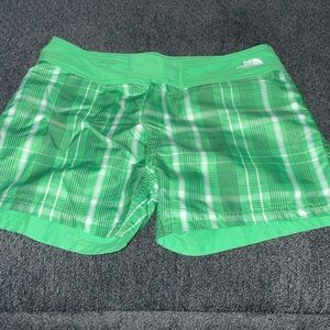 The North Face plaid Velcro running shorts size 4